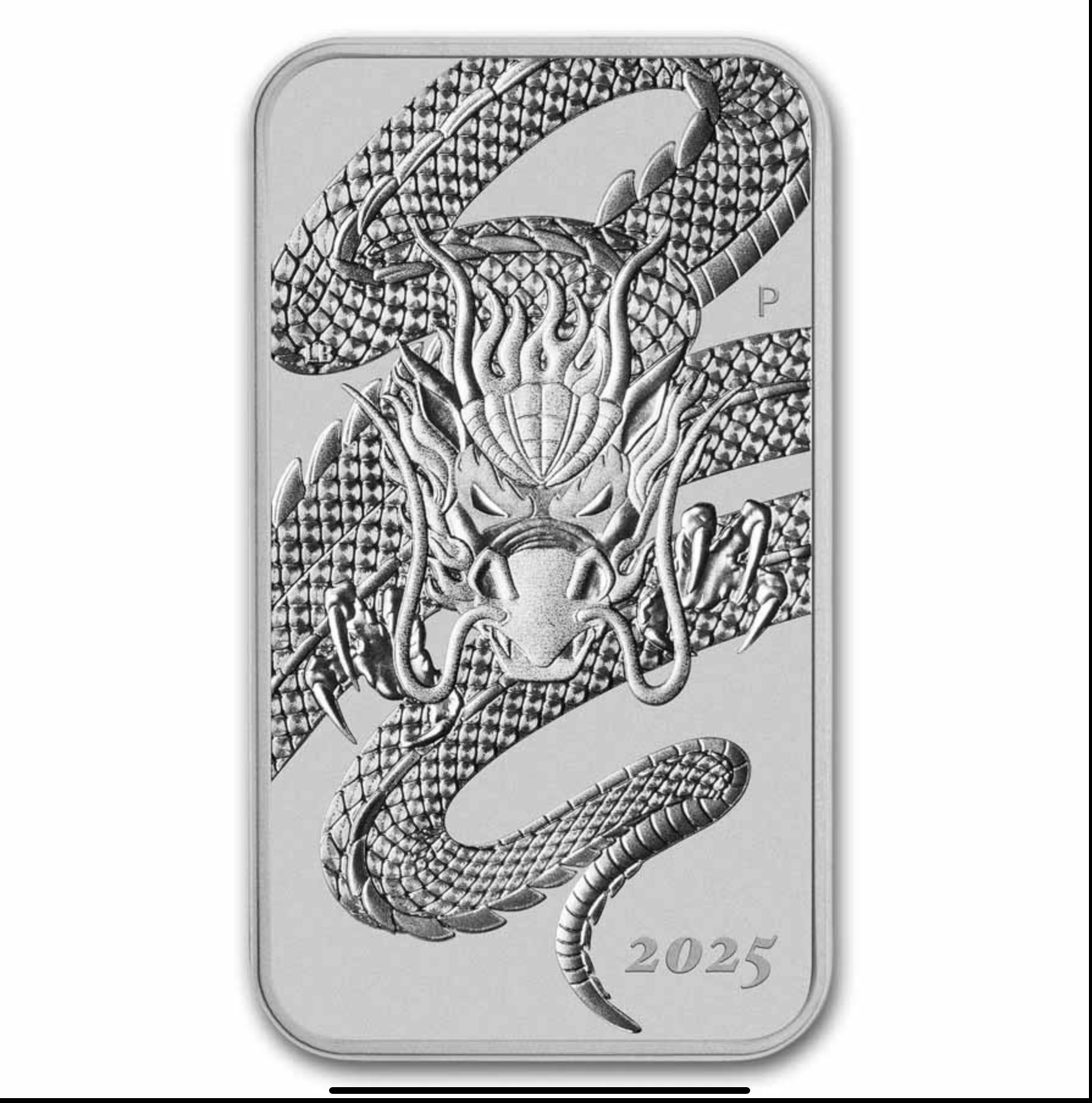 Dragon 1 troy ounce recangular zilveren munt 