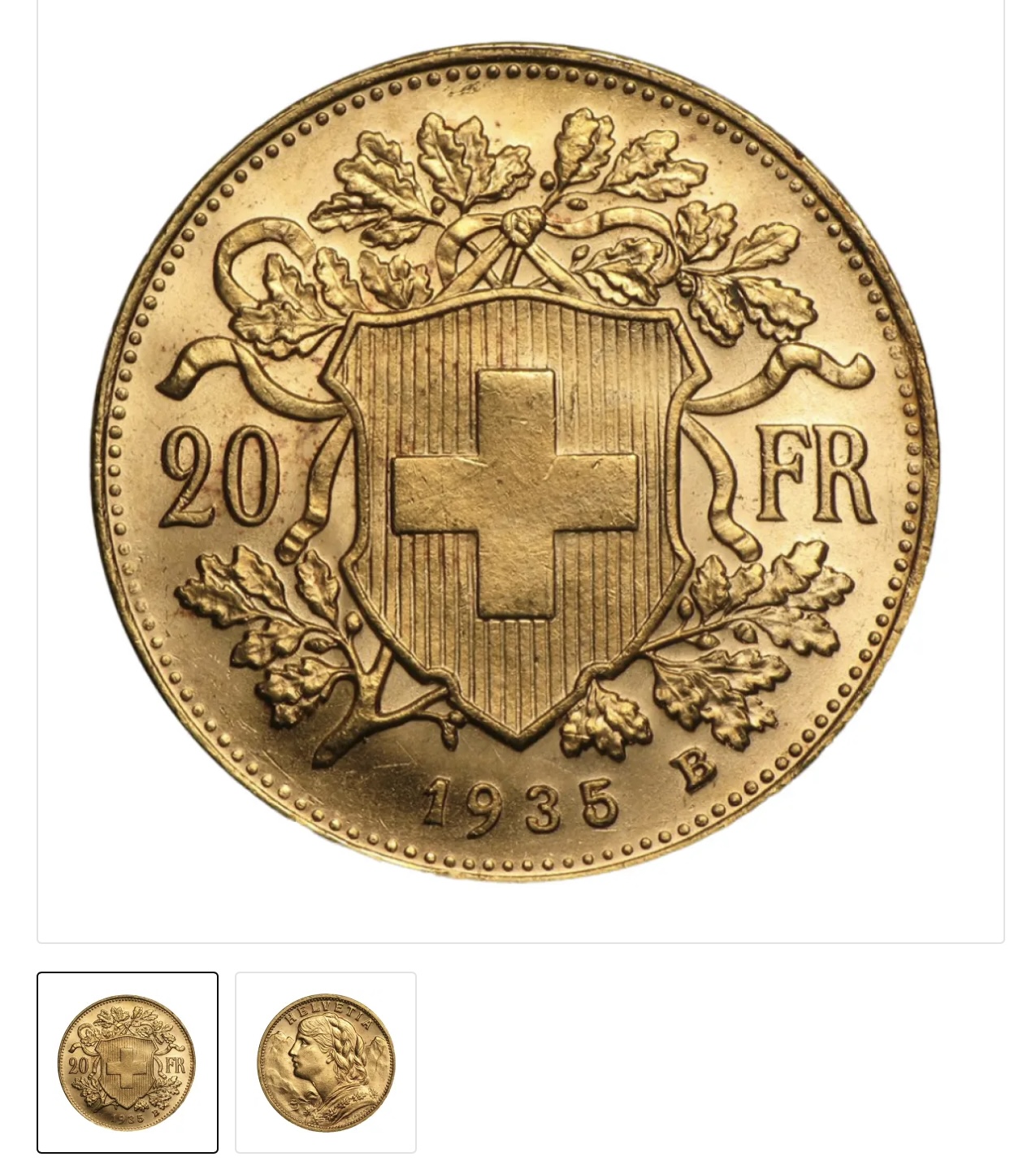 Vreneli 20 francs Gouden Munt 