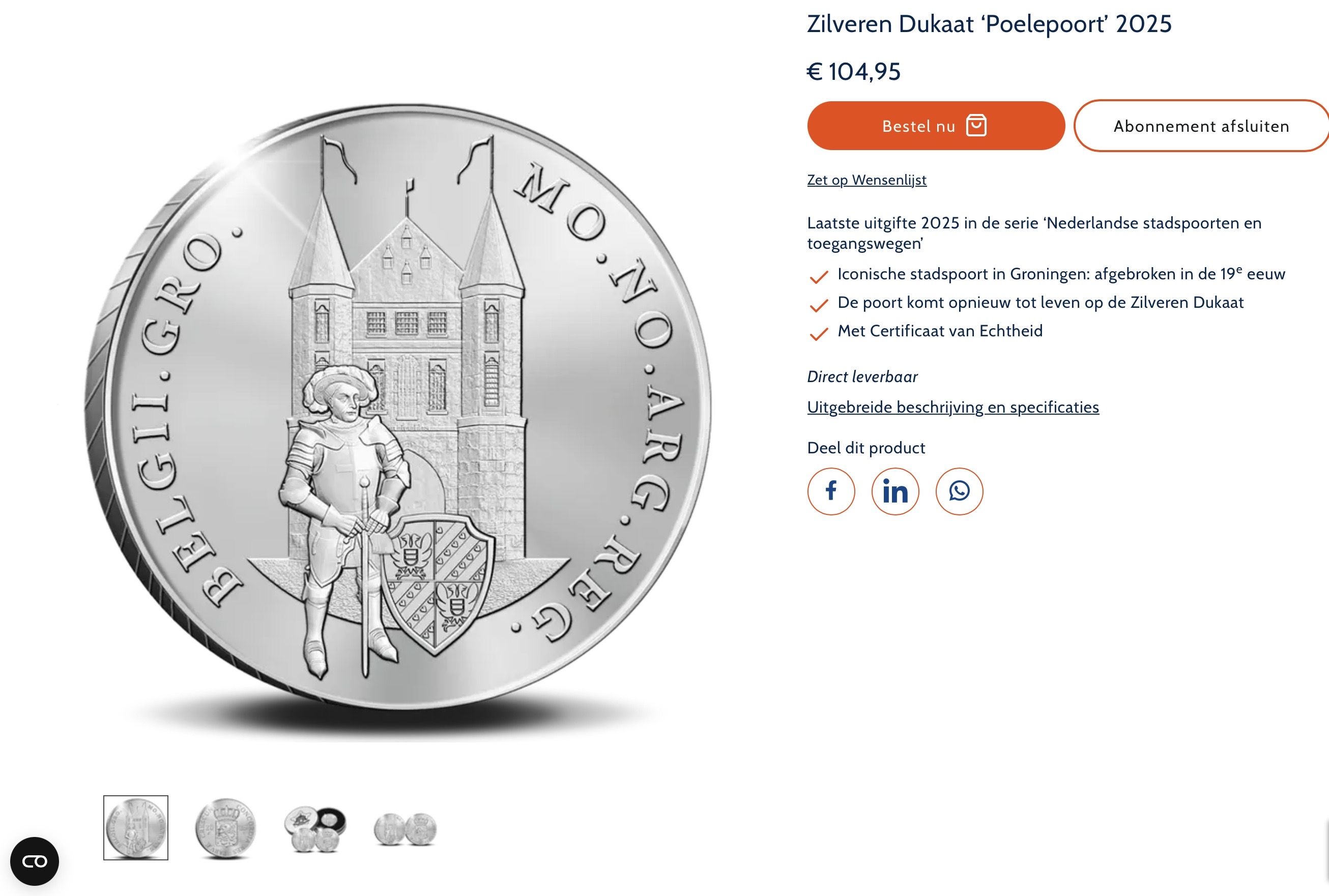 Zilveren Dukaat Poelepoort 2025